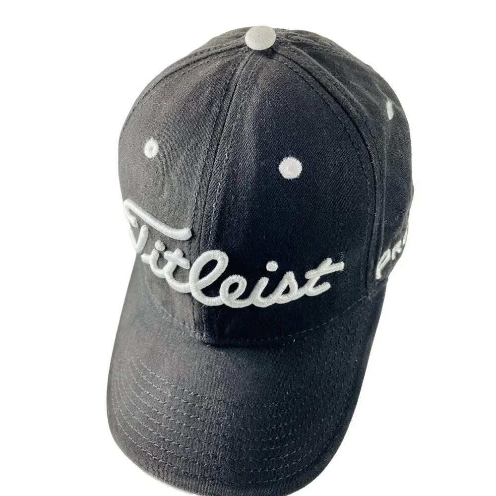 Titleist FJ Pro V1 Logo Golf Baseball Cap Hat Adjustable Black White Embroidered - Picture 5 of 12